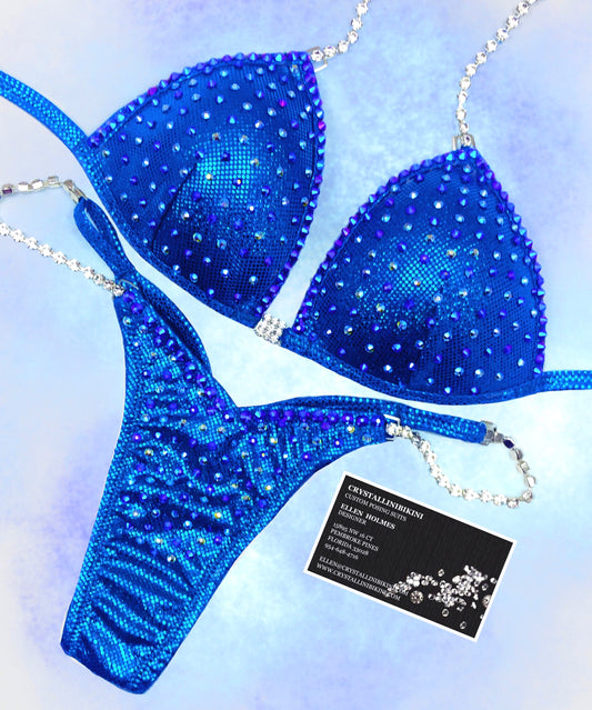 2 color crystal outlined competition bikini