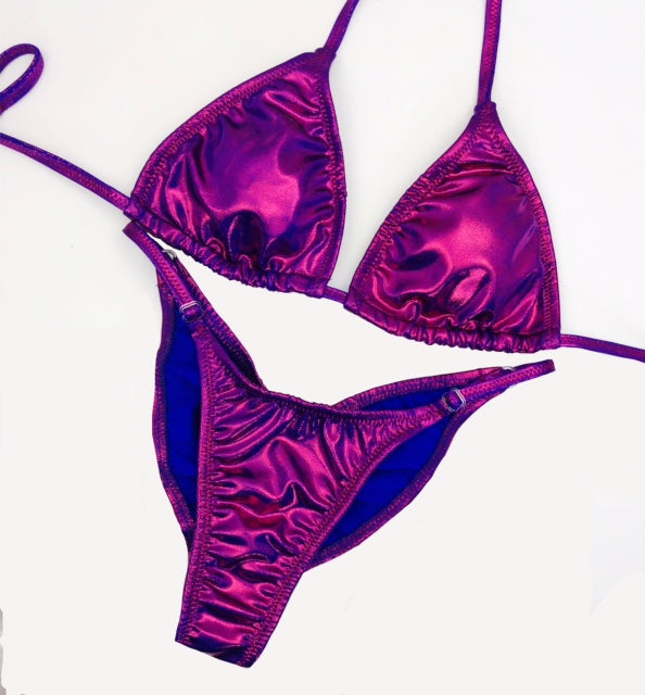 NPC Fit model competition bikini in sparkly mystique