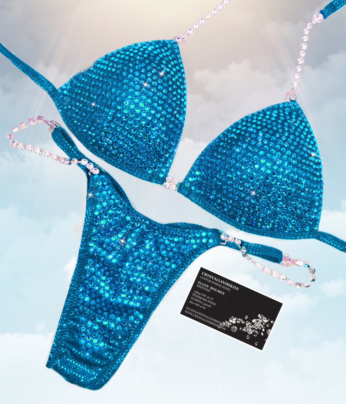 Full crystal coverage competition bikini