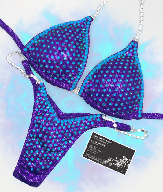 Fluorescent crystal outlined competition bikini