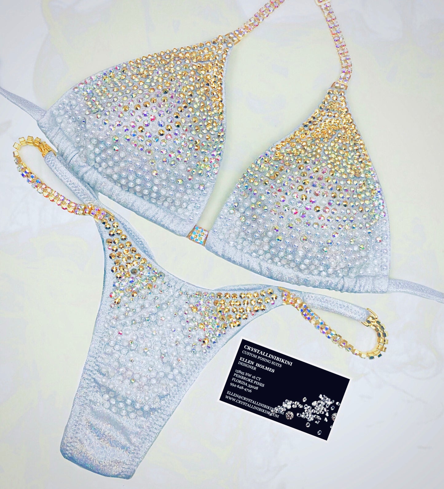 Gold & White competition bikini