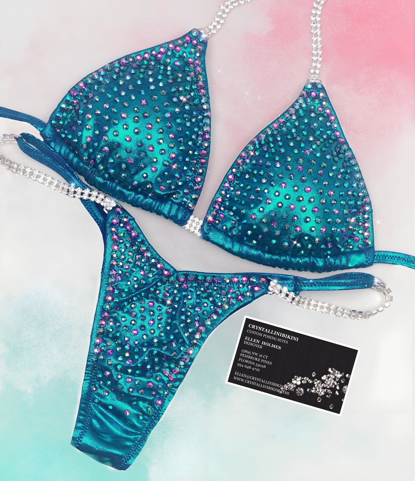 Iridescent competition bikini