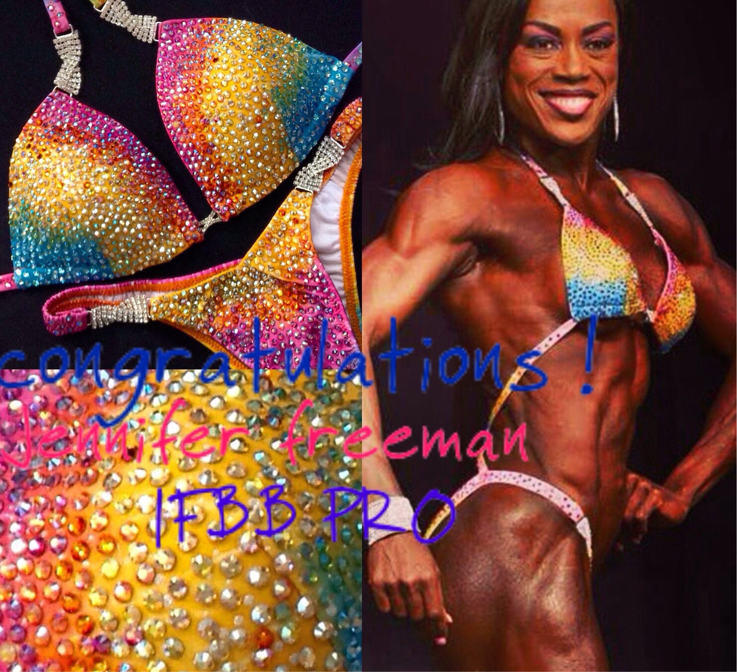 Gradient Rainbow Figure/physique competition suit