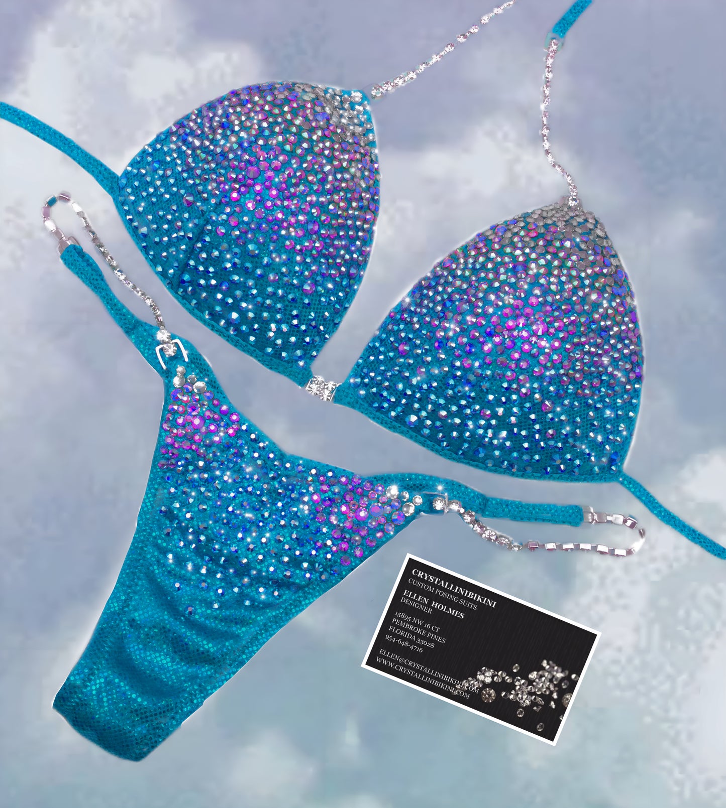 Gradient AB crystal competition bikini