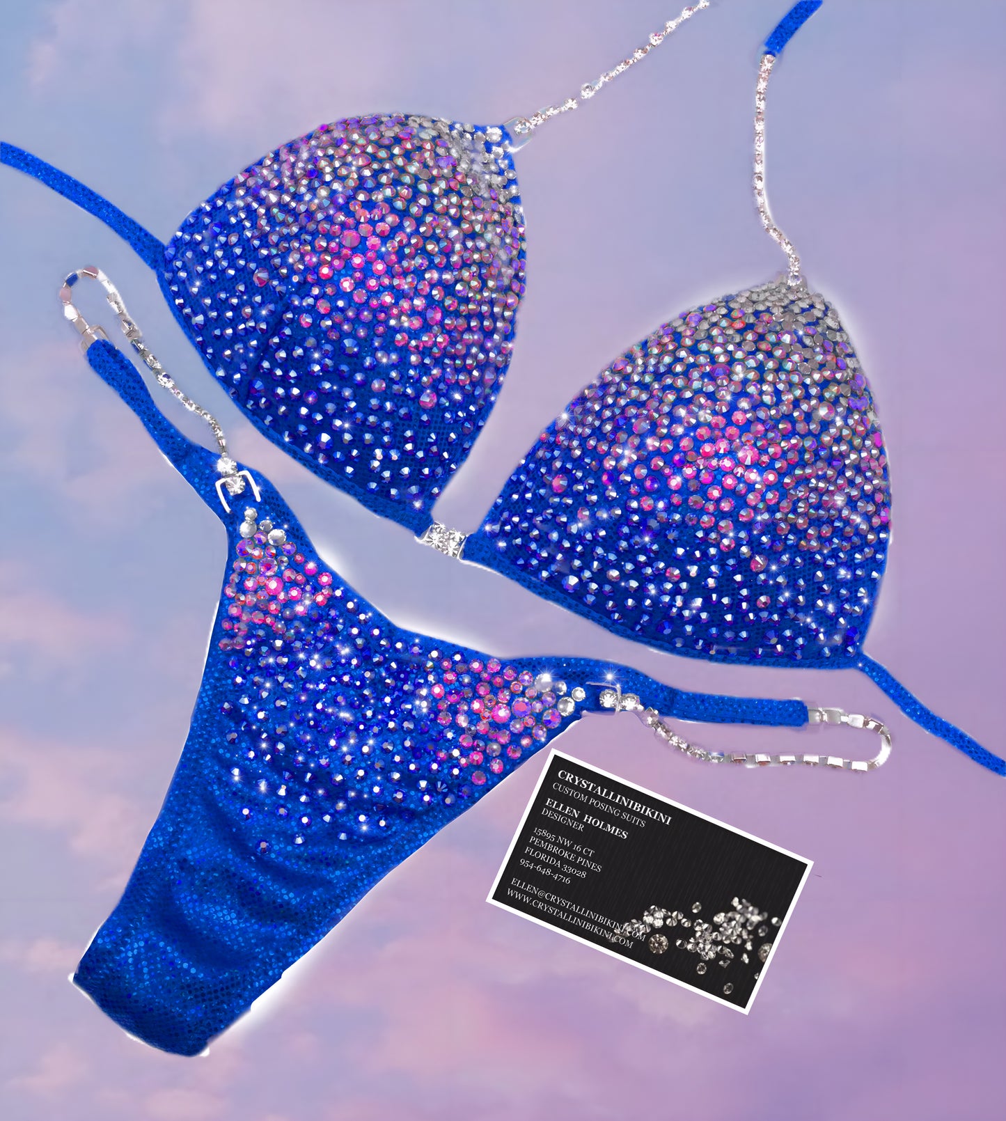 Gradient AB crystal competition bikini