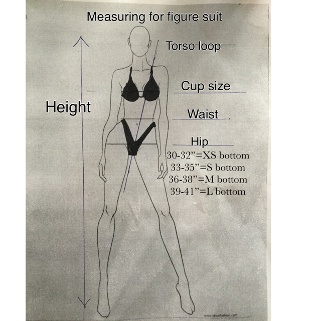 Ombre banded figure/ physique competition suit