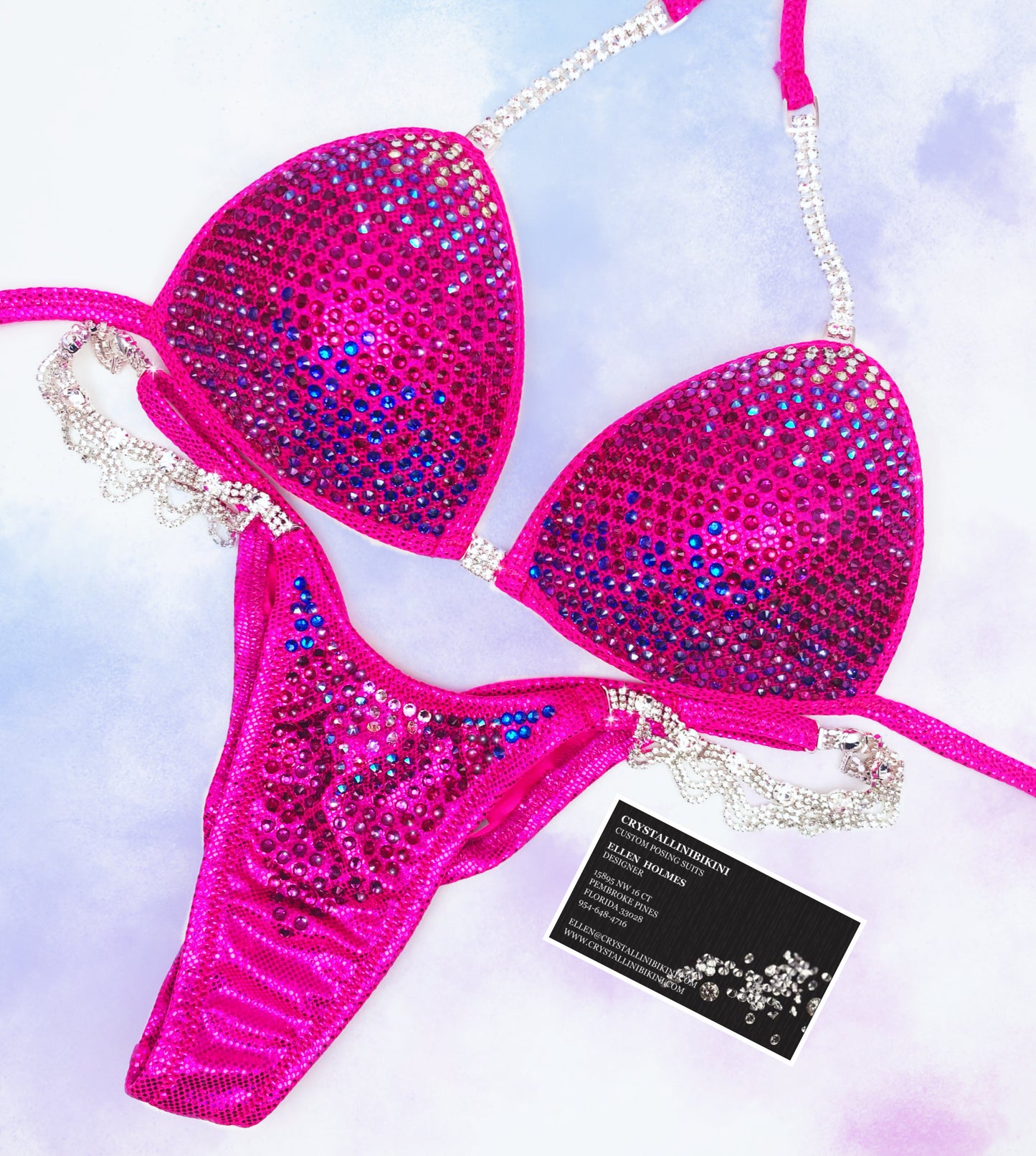 Hot pink gradient competition bikini