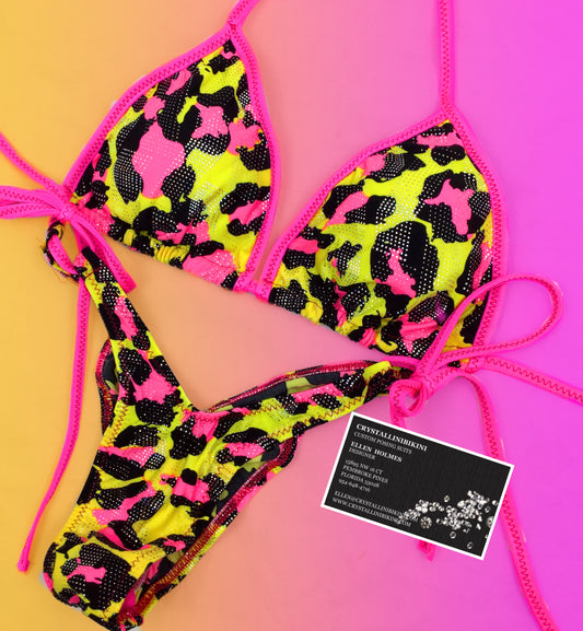 Hot pink/yellow metallic bikini