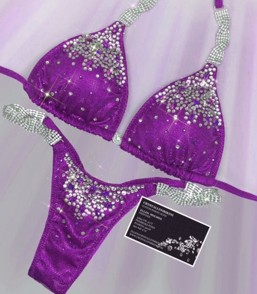 Shattered glass competition bikini with twist connectors