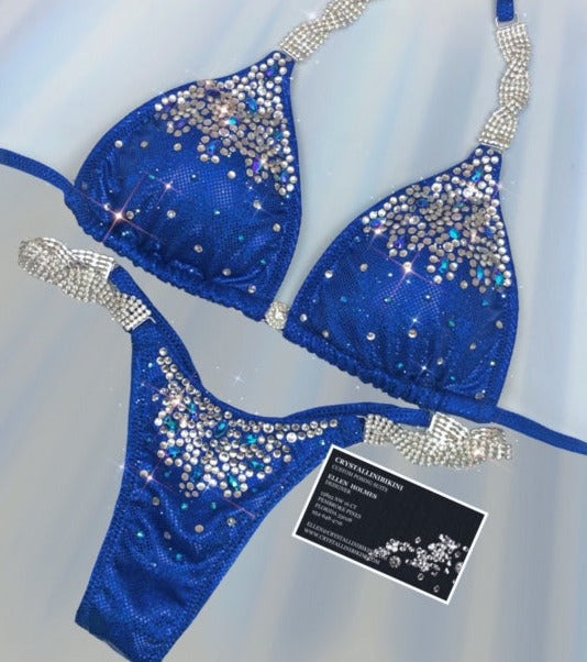 Shattered glass competition bikini with twist connectors